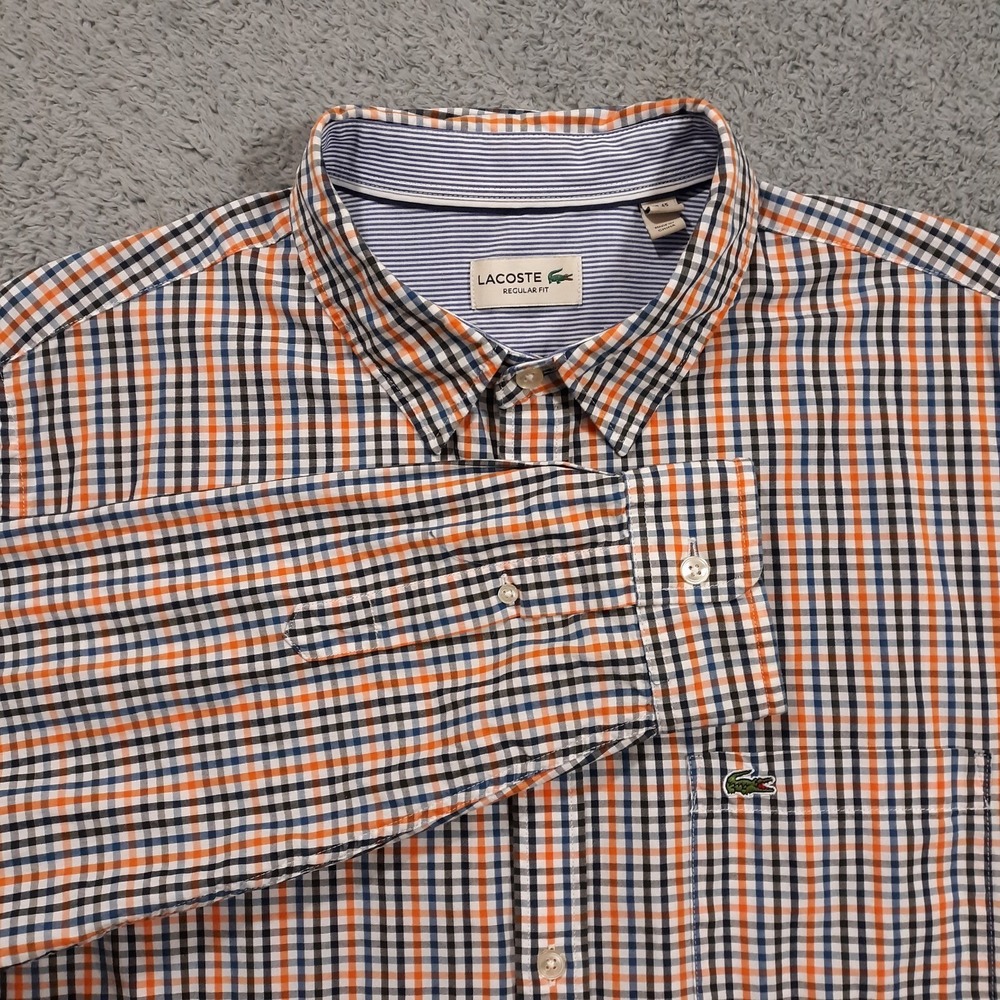 Lacoste Shirt Mens Size XL Cotton Crocodile Logo Multicolor Regular Fit